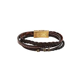 Men's multi-row leather bracelet CLIO BLUE
