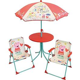 Salon de jardin pour enfants - 1 table - 2 chaises - 1 parasol