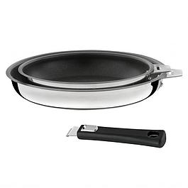Set of 2 CUISINOX frying pans - 20/24 cm coated stainless steel with black handle