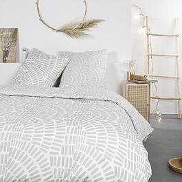 Bed linen set - 2 people - 260 x 240 cm - 100% cotton - Beige Ethnic Pattern
