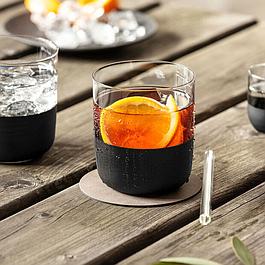 VILLEROY & BOCH 4 matt black glass and slate whiskey tumblers