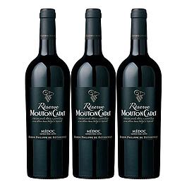 3 vins de Mouton Cadet Réserve Médoc 2016/18