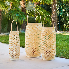 Ensemble de 3 lanternes en bambou