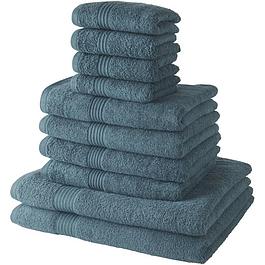Set of 10 bath towels - - Peacock