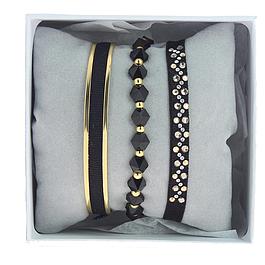 Coffret bracelets strass - LES INTERCHANGEABLES - Noir & Or jaune