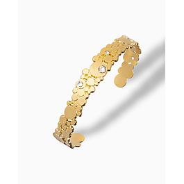 Parure bracelet & bague 'Bulles & strass' - LES INTERCHANGEABLES - Or jaune