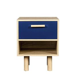 Bedside table - wood and blue pine