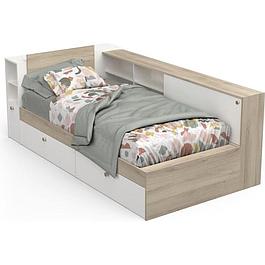 LIFE children's bed for 1 person - 90x190/200 - Storage - Oak and white decor - DEMEYERE - Made in France