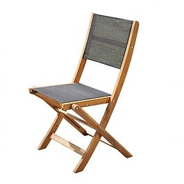 Chaise en bois d'acacia massif et textilène noir