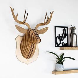DECORATIVE WOODEN DEER HEAD, FRENCH MANUFACTURING