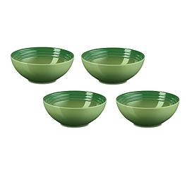 SET OF 4 GREEN CERAMIC BOWLS LE CREUSET