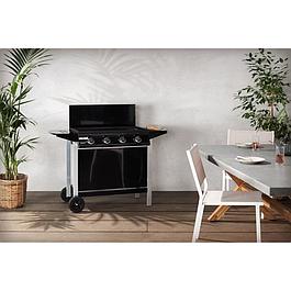 Barbecue a gaz - GRILL GARDEN - Noir et gris - 4 bruleurs avec couvercle