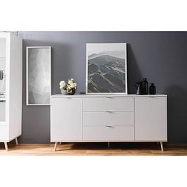 Buffet bas - Style scandinave - Décor chêne et blanc - L 180 cm