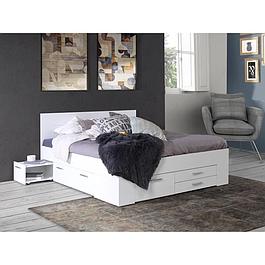 Lit adulte contemporain 160 x 200 cm - 4 tiroirs  - 2 chevets avec niche