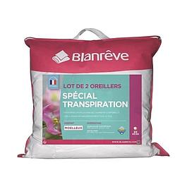 Ensemble de 2 Oreillers - BLANREVE - Spécial Transpiration - 60 x 60 cm - Blanc