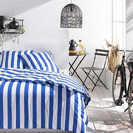 Parure de lit - 240 x 220 cm - 2 personnes - coton imprimé rayé