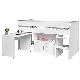 Lit combiné enfant - PARISOT - Décor blanc - Sommier inclus