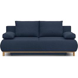 Banquette convertible 3 places - Tissu bleu foncé - avec coffre de rangement