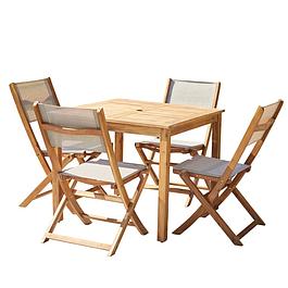 Ensemble table et chaises de jardin carrée 4 places