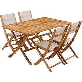 Ensemble repas de jardin en bois d'eucalyptus FSC & textilène- 4 personnes