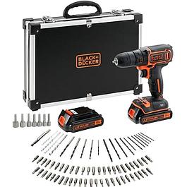 Perceuse Visseuse - BLACK+DECKER - Sans Fil 18 V Li-Ion avec Chargeur - avec 80 Accessoires, 2 Batteries