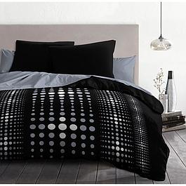 Parure de couette microfibre - 1 housse de couette 240x260 cm + 2 taies 63x63 cm - Noir