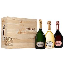 Coffret champagnes Ruinart 3 bouteilles (brut, blanc de blancs, rosé)