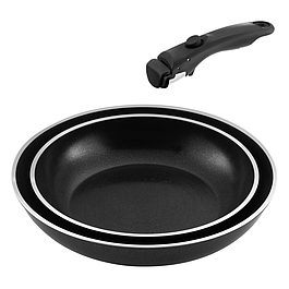 Ensemble de 2 poêles 22/26cm + 1 poignée - CUISINOX