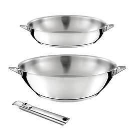 Ensemble 3 pièces - wok, poêle, poignée - CUISINOX