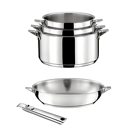 Ensemble 5 pièces Casseroles 16, 18 et 20cm, Poêle 24cm inox et poignée - CUISINOX -