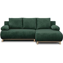 Canapé d'angle droite convertible 3 places - Tissu velours côtelé vert foncé - 192 x 84 x 93 cm