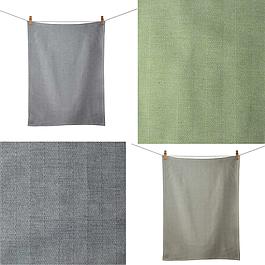 Ensemble 12 torchons - gris foncé et vert olive - 100 % coton