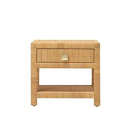 Table de chevet en éclisse de rotin naturel - 1 tiroir
