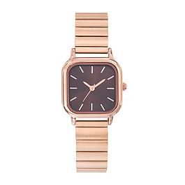 Montre femme mode - bracelet doré rose - cadran marron