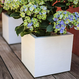 EDA PLASTIQUE Bac a fleurs carré Graphit Up - 21 L - 29,5 x 29,5 x 29,5 cm - Blanc cérusié