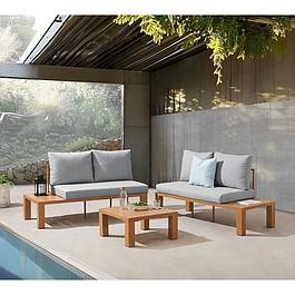 Salon de jardin  d'angle - 5 places - gris