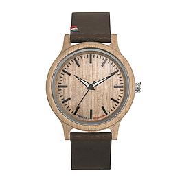 Montre mixte - boîtier bois érable - bracelet cuir