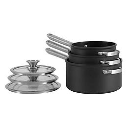 Batterie de cuisine empilable - 3 pièces Noir