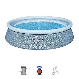 Kit Piscine gonflable - Ronde - (Filtre a cartouche, échelle, 1 cartouche)