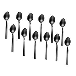 Set 12 cuillères à moka - noir satiné - acier 18/0