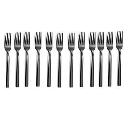 12 fourchettes à gâteau - noir - acier 18/0 - AMEFA