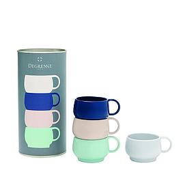 Coffret 4 tasses espresso 10cl (blanc,bleu,nude,vert)