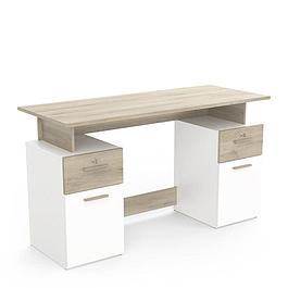 Bureau avec rangements -  blanc mat - L134,8 x P55 x H76,4 cm - DEMEYRE