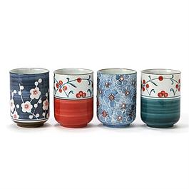 Coffret 4 tasses japonisantes multicolores