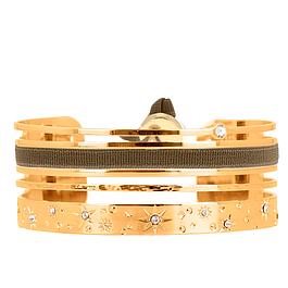 Manchette ruban - cristaux de luxe - plaquage or jaune - LES INTERCHANGEABLES