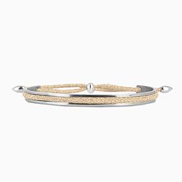 Bracelet jonc - palladium et ruban noir - LES INTERCHANGEABLES