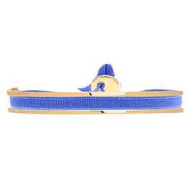 Bracelet jonc plaquage or jaune - ruban bleu - LES INTERCHANGEABLES