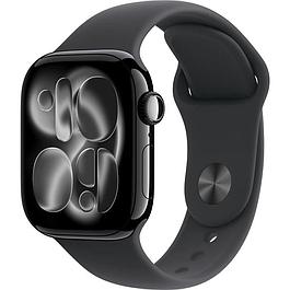 Apple Watch Series 11 GPS + Cellular - 42mm - Boîtier Jet Black Aluminium  - Bracelet Black Sport Band - S/M