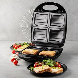 Appareil 4 croque-monsieur et 4 gaufres - noir mat - 1200 W