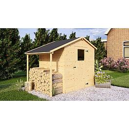 Abri de jardin en bois avec appentis - Pin brut
